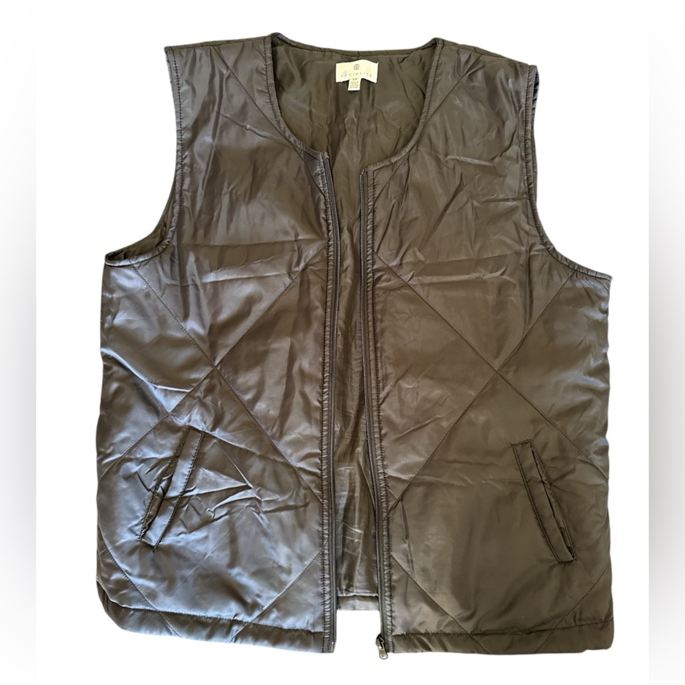 Socialite Women’s Quilted Pattern Dark Grey Vest